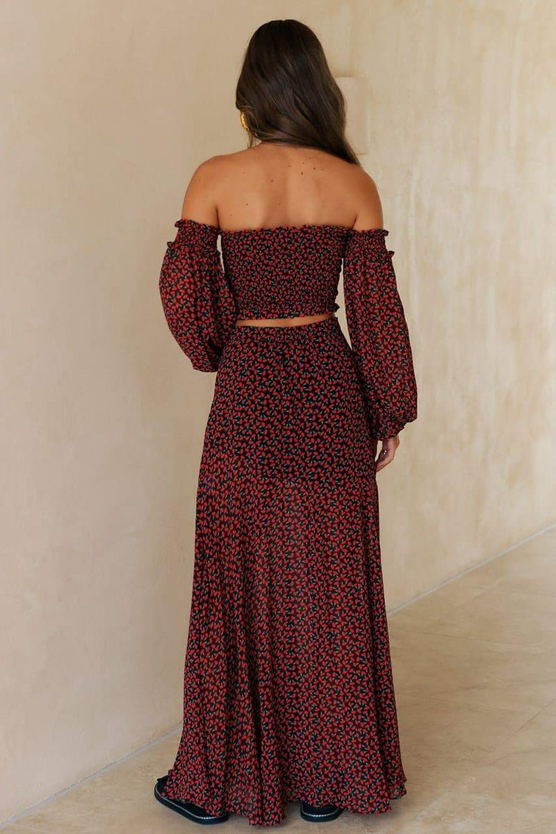 Lizbeth Maxi Skirt - Black Floral - SHOPJAUS - JAUS