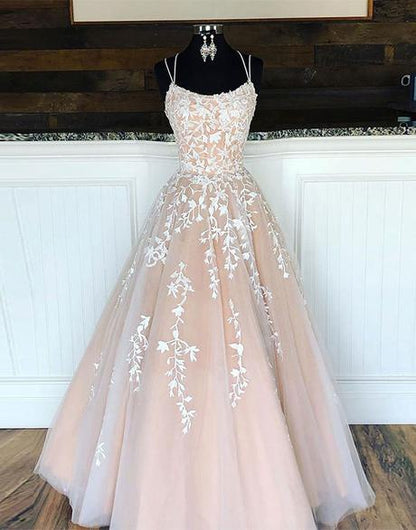 Ivory A-Line Wedding Dress with Lace Appliques - Bridal Gown