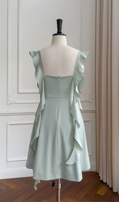 Mint Green Ruffle Homecoming Dresses Bodycon Party Dance Dress,AST1824