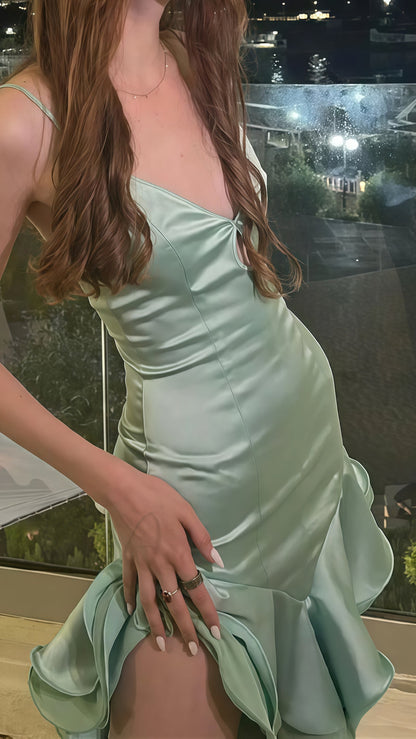 Sage Green Bodycon Homecoming Dress, Mini Evening Party Dresses,AST1809