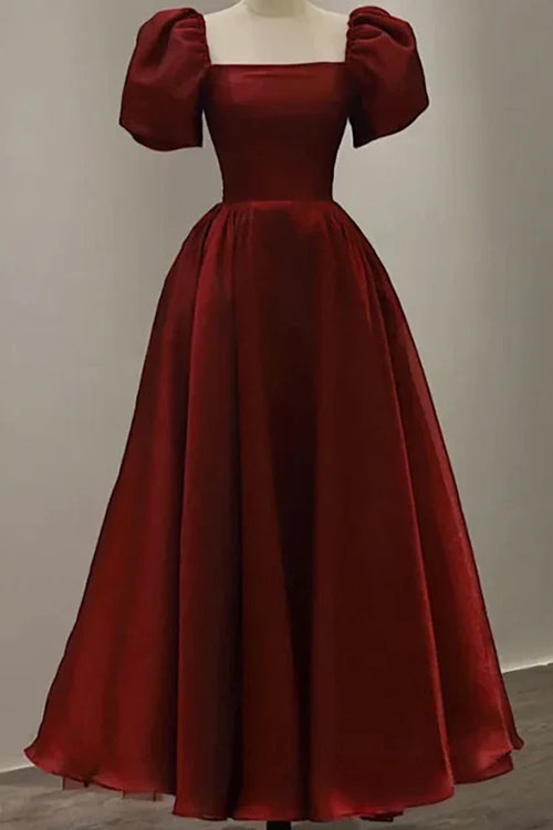 Simple Prom Dresses Burgundy A-Line Party Dress,AST2294