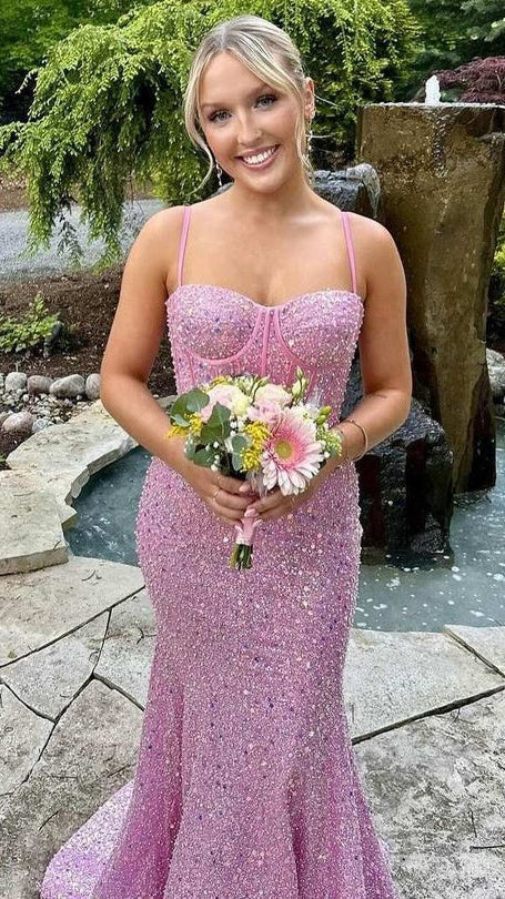Sparkle Light Blue Mermaid Sequin Long Prom Dresses Sweetheart Evening Party Dress,AST2195
