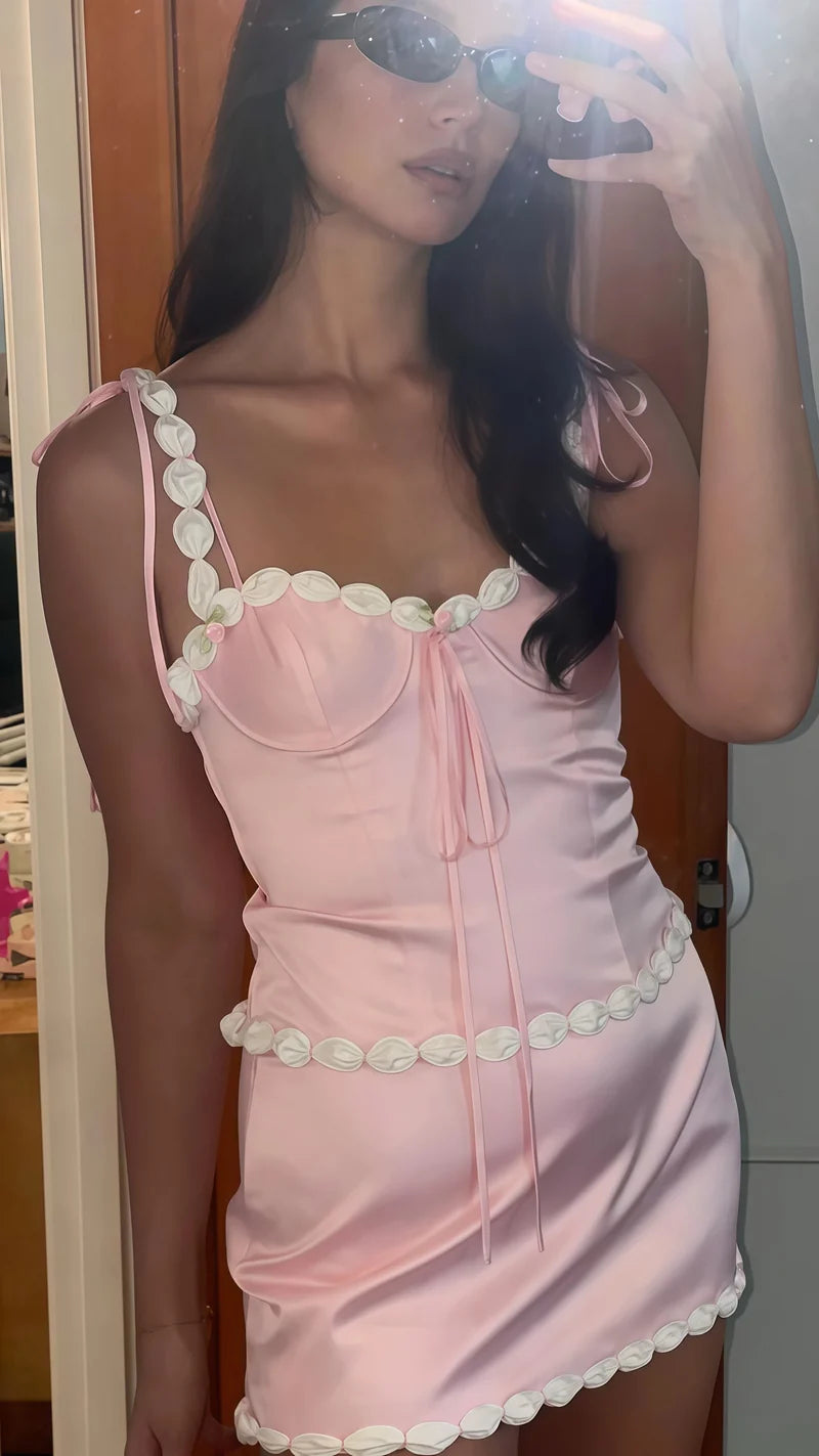 Two Pieces Pink Homecoming Dress, Sweet Mini Party Dress,AST1794